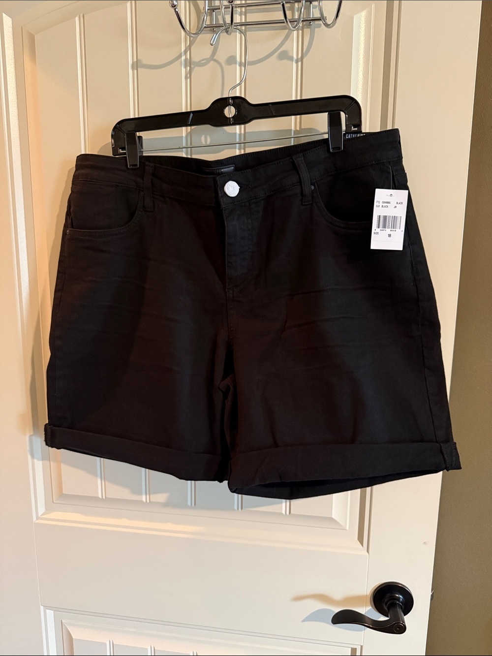 Kut from the Kloth Black Cuffed Jean Shorts Catherine Boyfriend Shorts